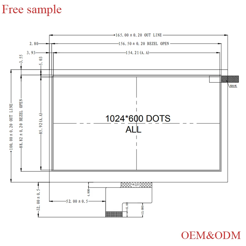 7 inch all view angle mipi dsi ips lcd display with i2c capacitive touch panel