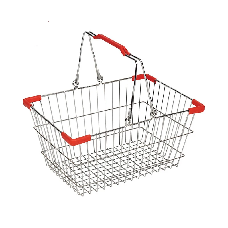 YIWU HOTTRE supermarket shopping basket handle basket with chrome wire basket