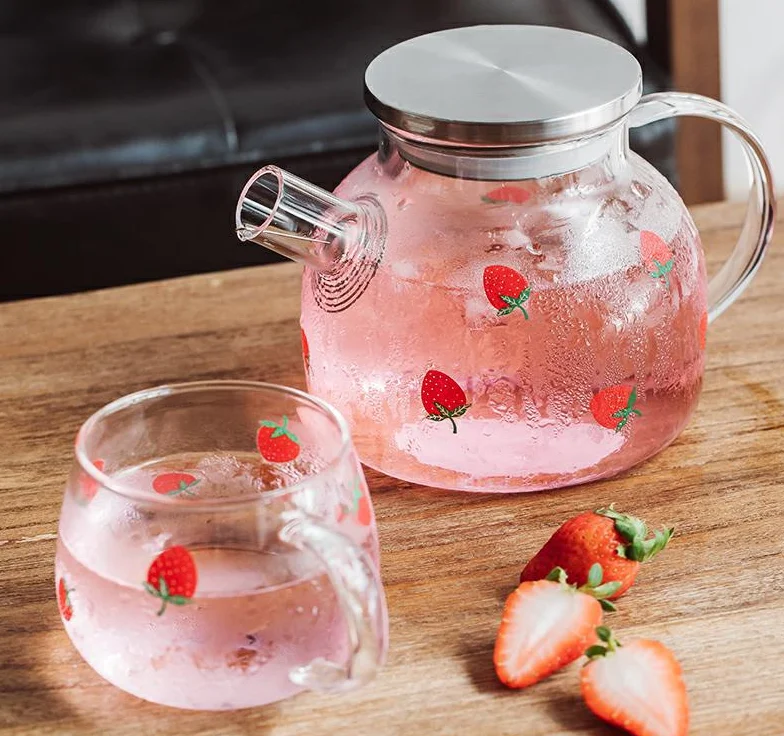 1000ml 1600ml Handmade borosilicate heat resistant glass teapot with bamboo lid