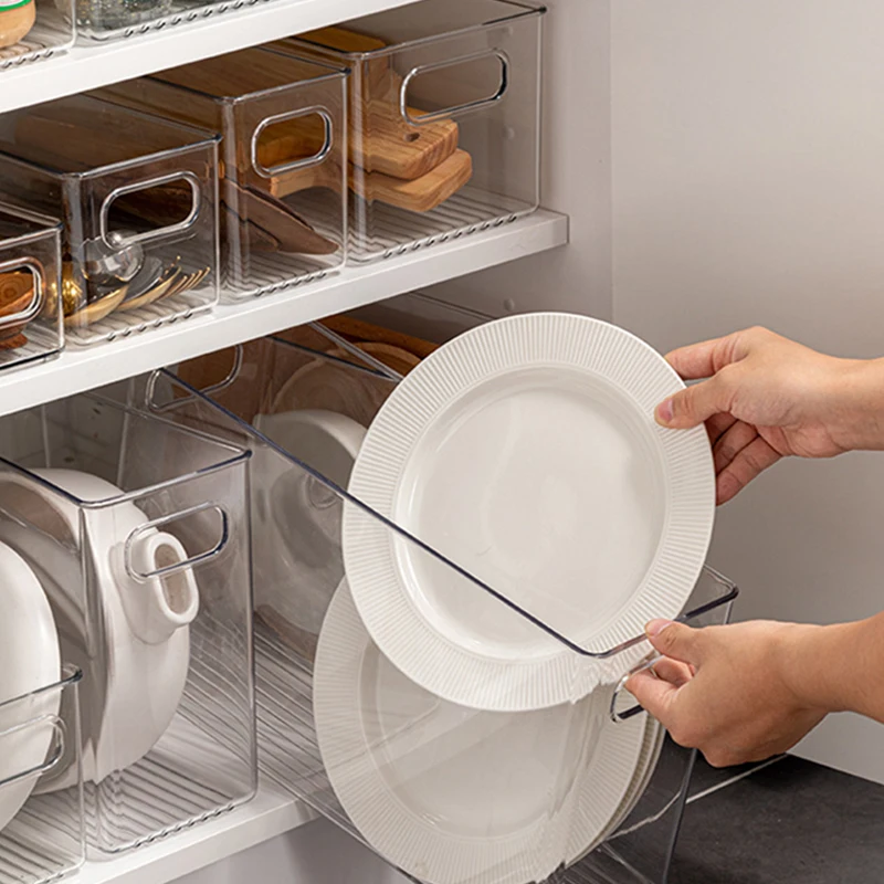 Food Grade Clear Food Safe Container Stackable Acrylic Rectangle Transparent Fruits Vegetables Storage Containers For Fridge