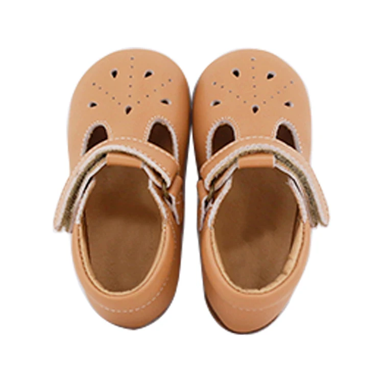 Hot Selling Genuine Leather Baby Moccasins T Bar Girls Shoes Sole Leather Baby Shoes Litter Girls