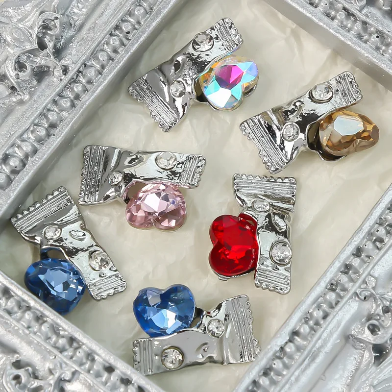 Pink Zircon Love Heart Candy  3d Candy Girl Star Turtle Kawaii Luxury Rhinestones Nail Art Charm Diamond Decoration