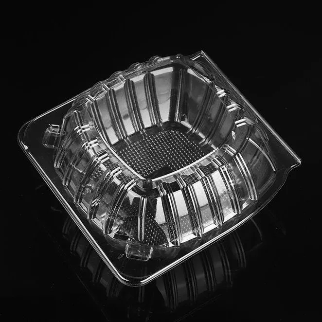 Disposable Plastic Fast Food Hamburger CakeTakeaway Container with Clear Embossed Blister Box Clamshell and Lid for Packaging
