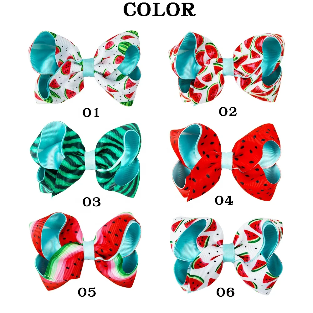Новинка, летняя бутиковая лента для волос с принтом арбуза и фруктов, милые заколки для волос для девочек, милый бант для волос для детей, детей и подростков