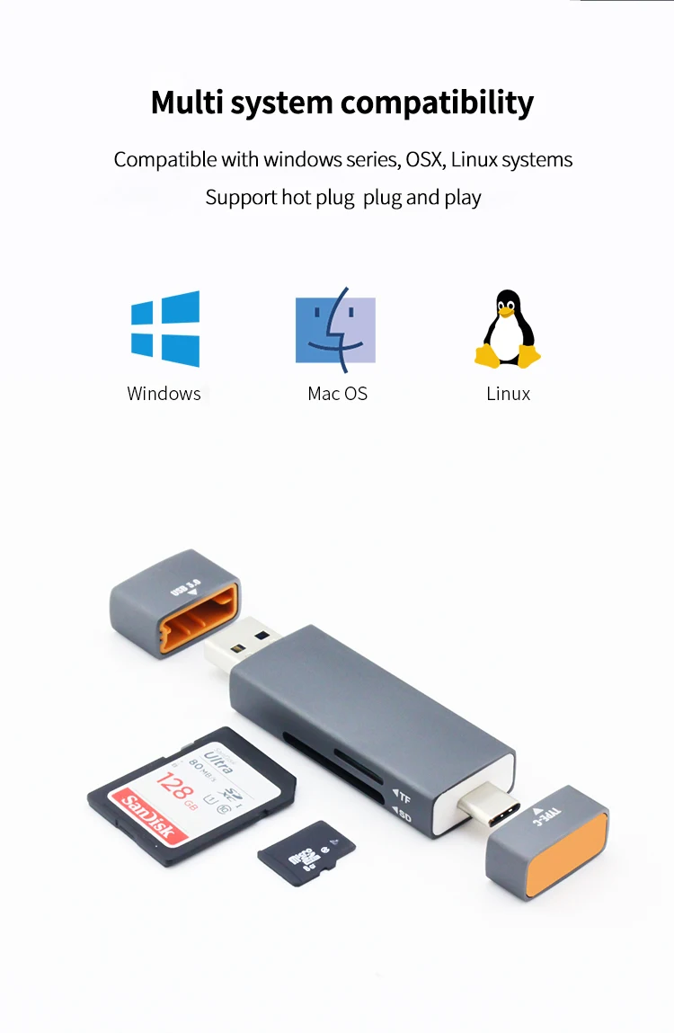 Usb-кабель с портом типа C 3 0 2 в 1 кард-ридер Поддержка SD карты памяти Multi USB для передачи