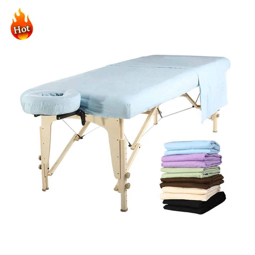 Factory Custom High Quality Universal 3 Pcs Super Soft 100% Cotton Flannel Massage Table Cover Spa Bed Sheet Set