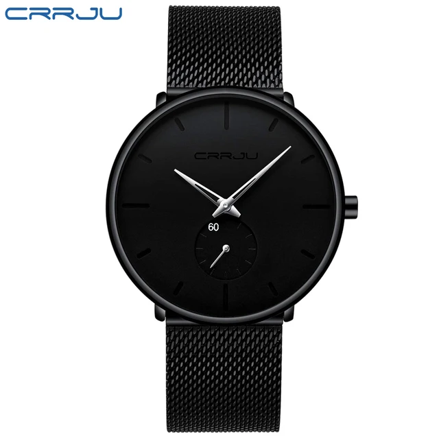 CRRJU Top Brand Quartz Watch Fashion Men Watches Minimalist Stylish Mesh Steel Waterproof Wristwatch Relogio Masculino Hot Sale