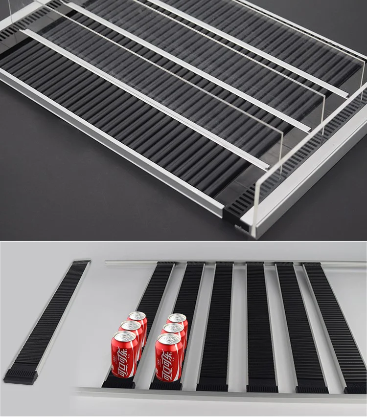 Supermarket Gravity Feed Shelf Roller Drink Display Rack Custom Plastic Shelves Retail Store Shelf Roller Pusher System