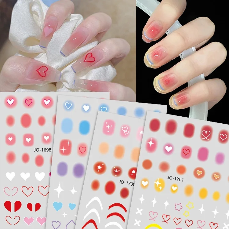 Hot style blush stickers red smudge gradient dot blush nail stickers nail supplies nail stickers