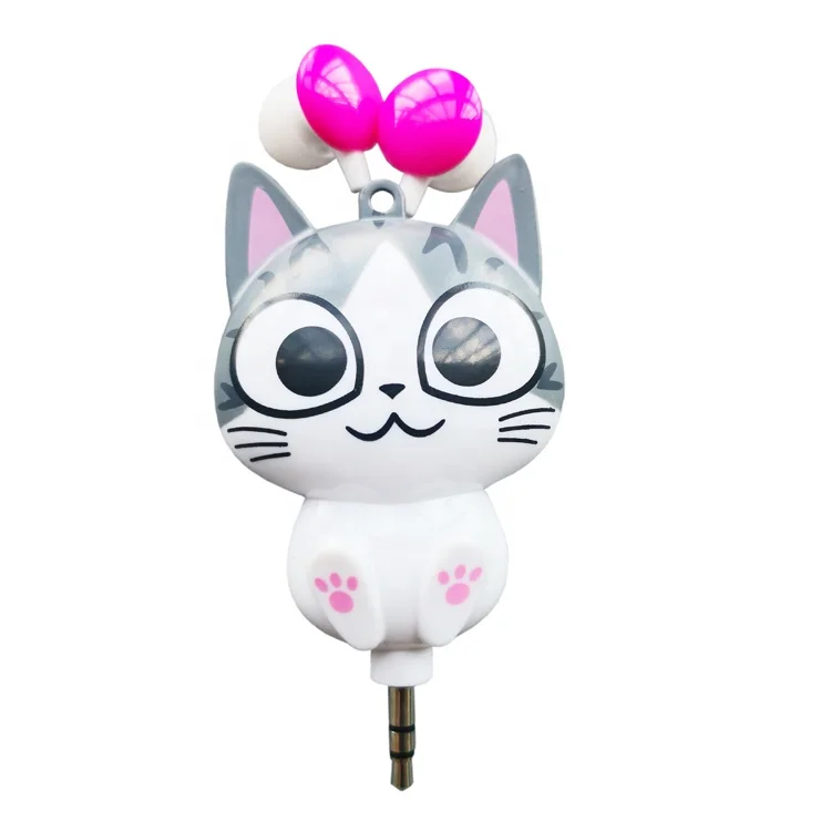 animal shaped cute cartoon retractable earphone without mic