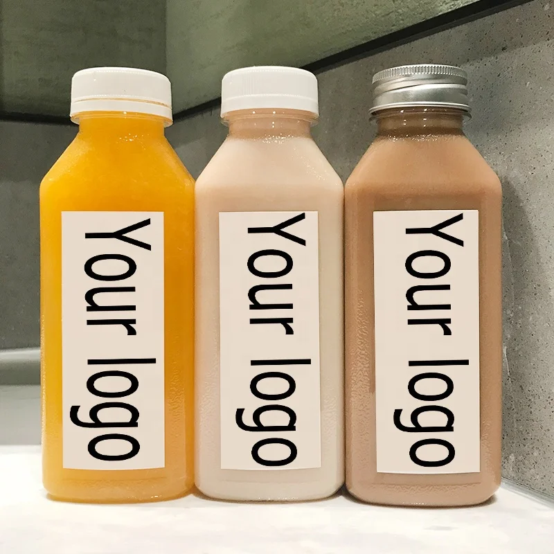 NH H  Sale Square Beverage 8oz 12oz 16oz Juice Bottle With Alu Plastic  Cap 350ml 500ml Plastic Beverage Bottles