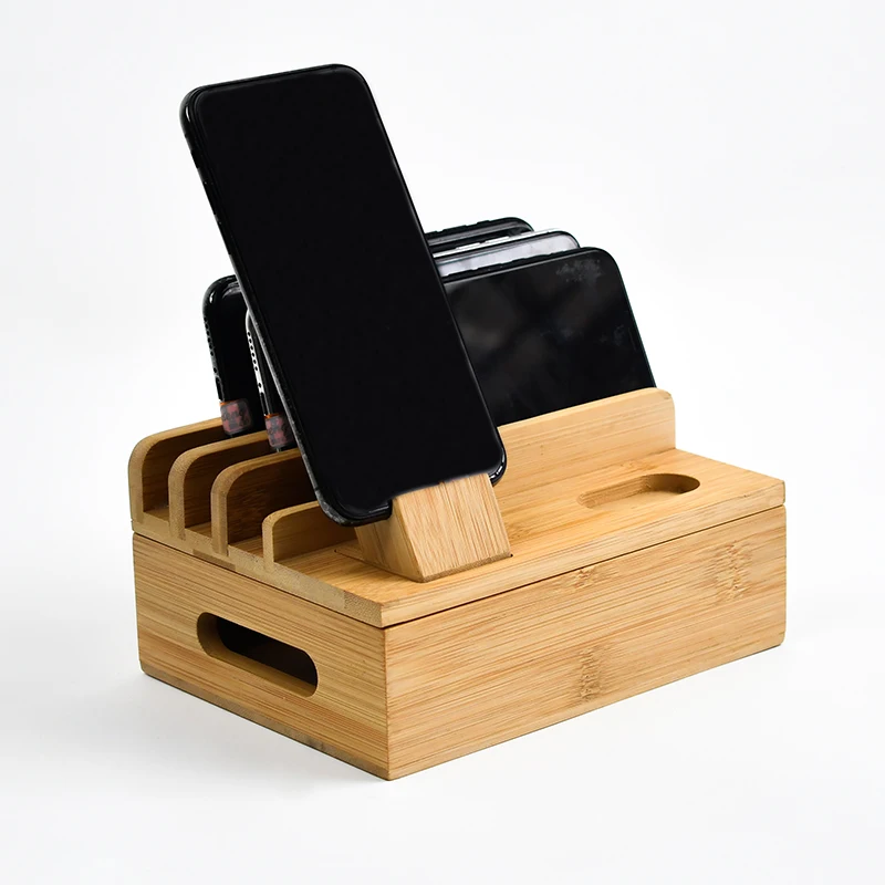 WDF ODM/OEM desktop charging station phone organizer phone organizer charger organizer bamboo charging station