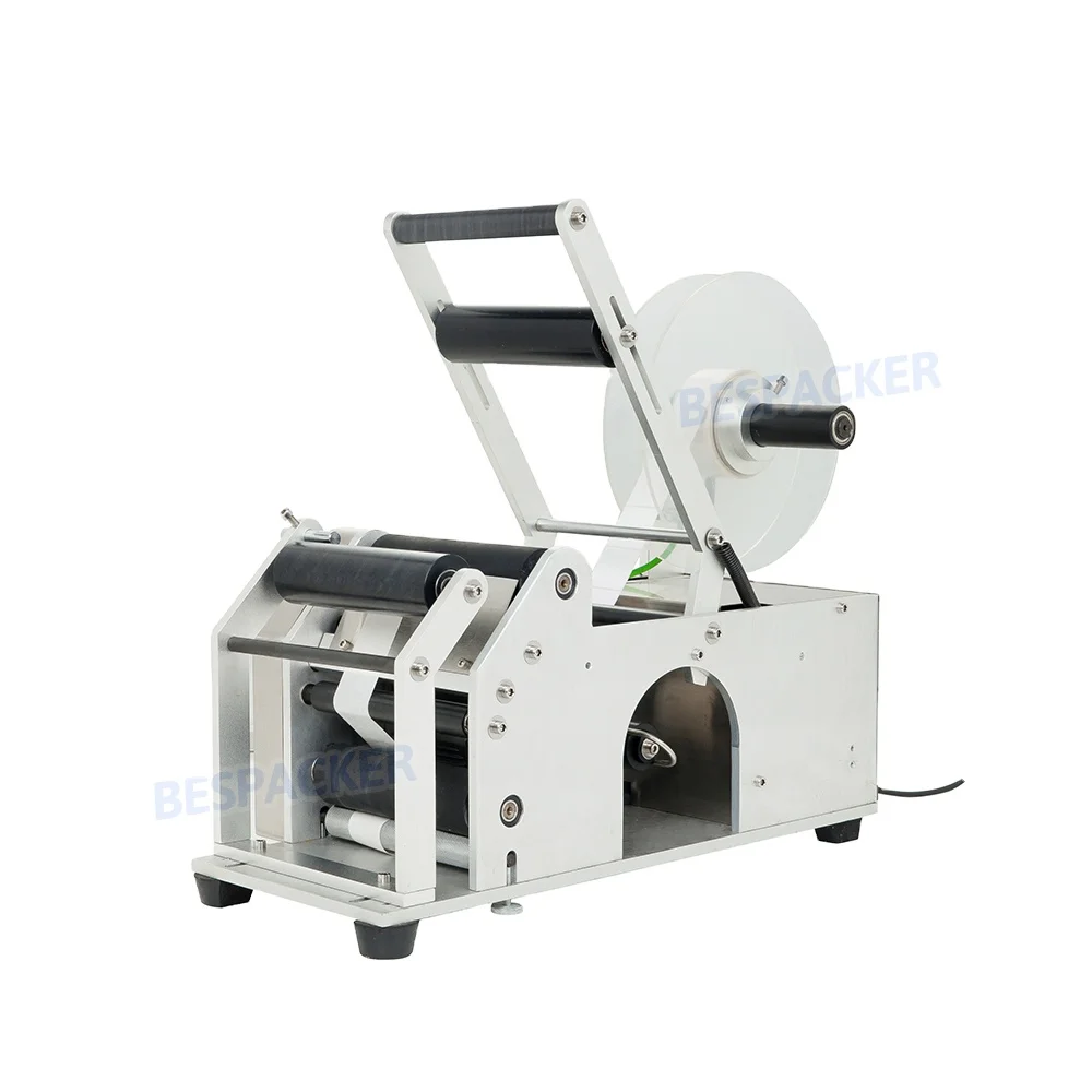 Bespacker XT-50 High Performance Semi-Automatic Desktop Round Plastic Bottle Cans Sticker Labeling Printing Machine