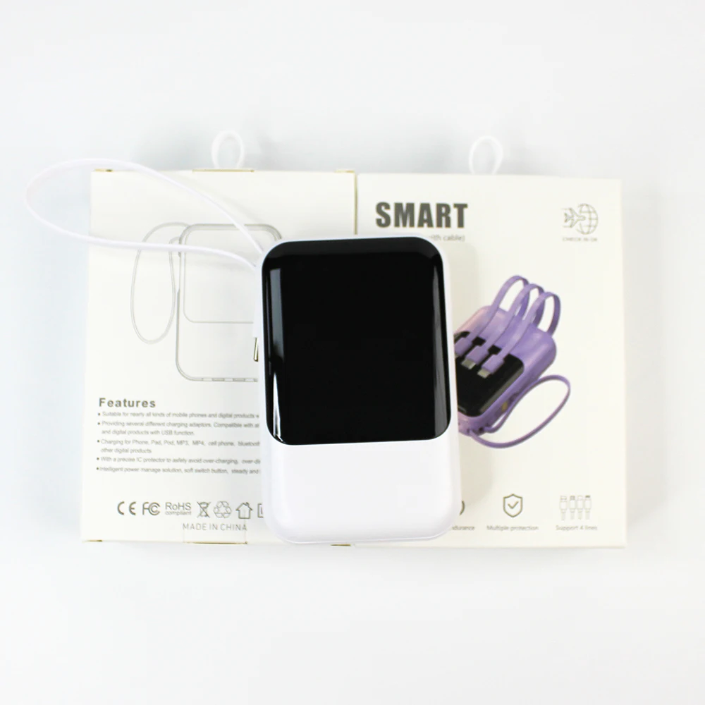 New Product Powerbank 4 in 1 Built In Cables Hot Sale Power Bank Fast Charging Power Banks 20000mah 10000 With Cables For Phones