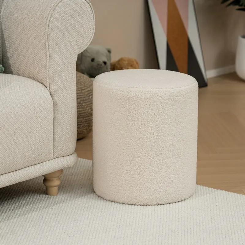 Bailey Premium Customized Round Tufted Fabric Ottoman Dorm Bedroom Chair Stool For Living Room