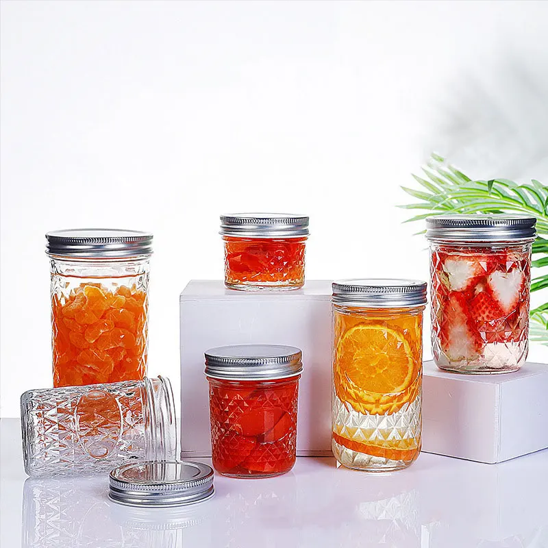 Glass Jar in bulk Wholesale Wide Mouth Mason Jars 4oz 6oz 8oz 10oz 12oz 16oz 22oz Glass Canning jam Jar with Lid