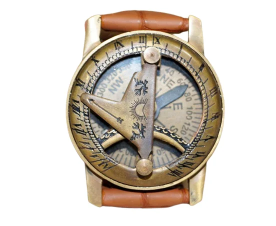 New Sundial Compass 1.5 Inch with Leather Strip Watch Look Sport Strempink Fashion Home & Office Desktop Camping Navigation