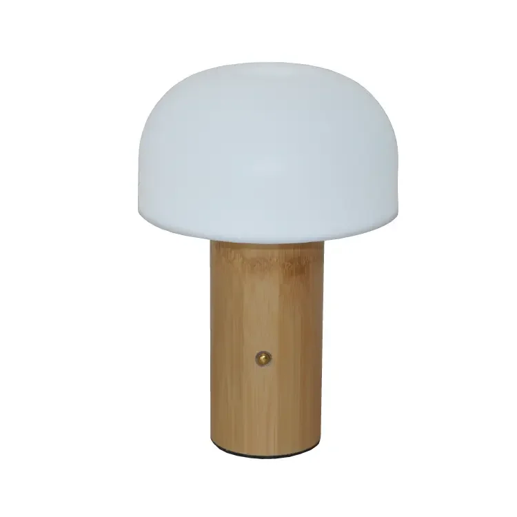 Bamboo Desktop Lamp Dining Table Light LED Charging Decorative Creative Cordless Mushroom Table Lamp