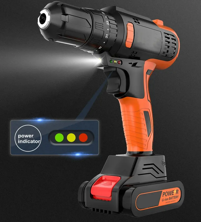 21V Lithium Battery Cordless Drill Driver Kit, 18+1 clutch setting Power Drill, Screw Driver