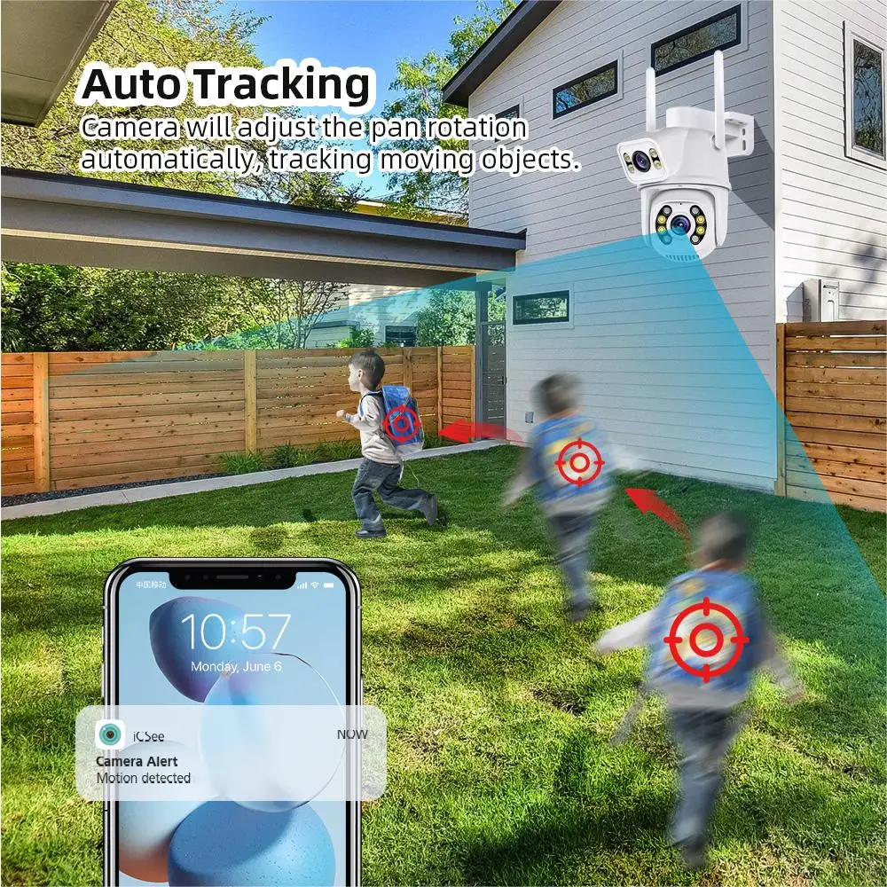 6MP 8MP Outdoor Cctv Camera Dual Lens 360 Degree Panorama Full Color Night Vision With Audio Alarm Security Camera