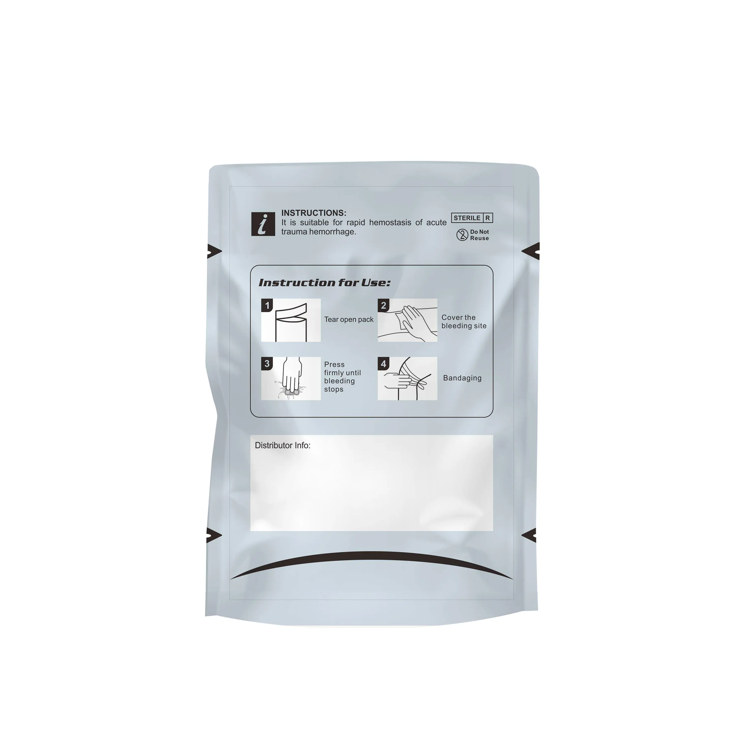 Pre-hospital care chitosan rapid hemostatic gauze for survival z-fold combat gauze with non-woven fabrics