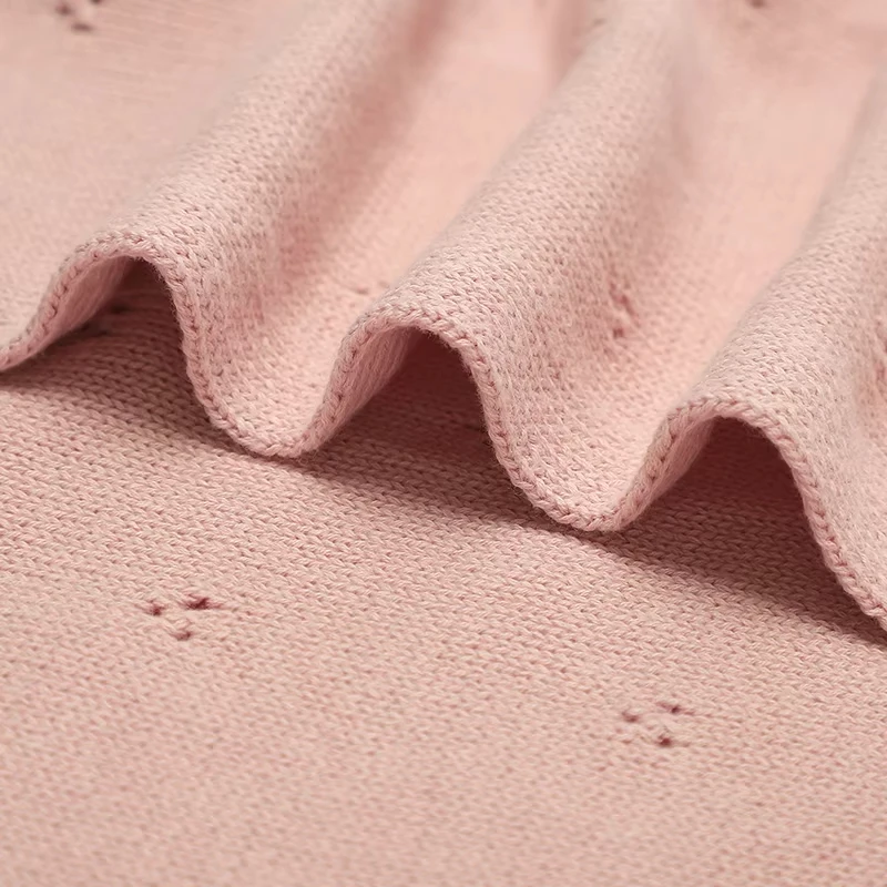 Personalised Embroidered Custom Soft Knit Cotton Newborn Baby Throw Blanket Stroller Crib Swaddle Wrap Cotton Knit Baby Blanket