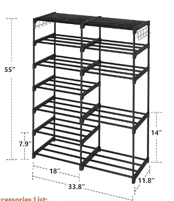 Multi-functional shoe rack 10 ply combination metal modern simple double-row three-row shoe rack wholesale