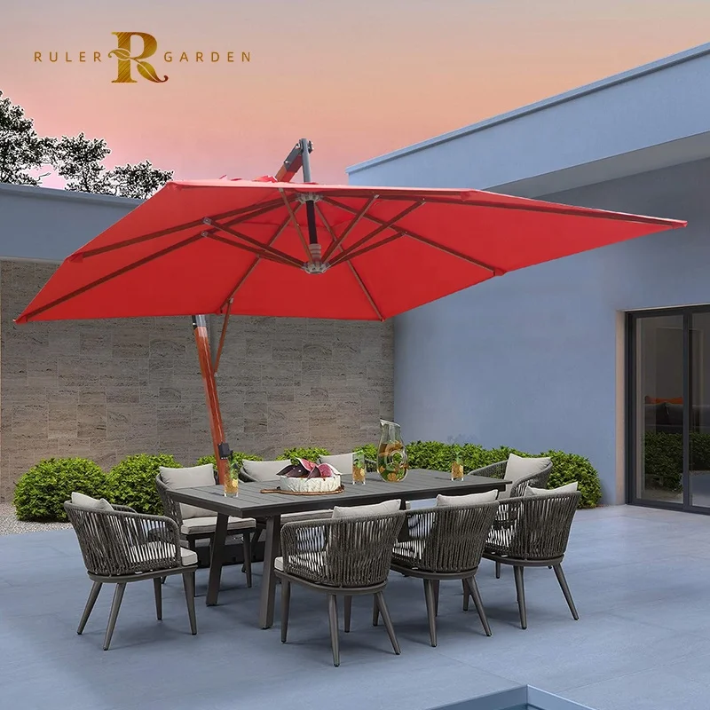 Customized Logo Sun Shade Parasol LED Cantilever Umbrella Garden Outdoor Patio Umbrella