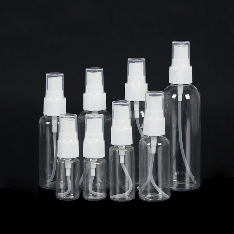 Alcohol Spray Botol Plastik Pet Bottles Empty PET Pabrik Plastic 20ml 30ml 50ml 60ml 100ml Screen Printing Cosmetic Packing