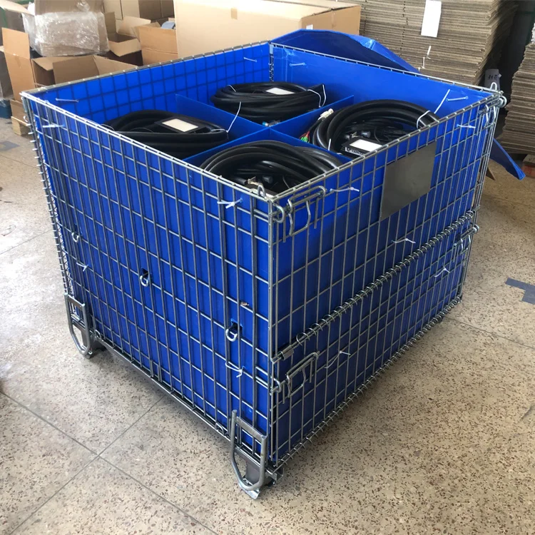 Customized Wire Mesh Container with Divided Compartments for Cables and Auto Parts