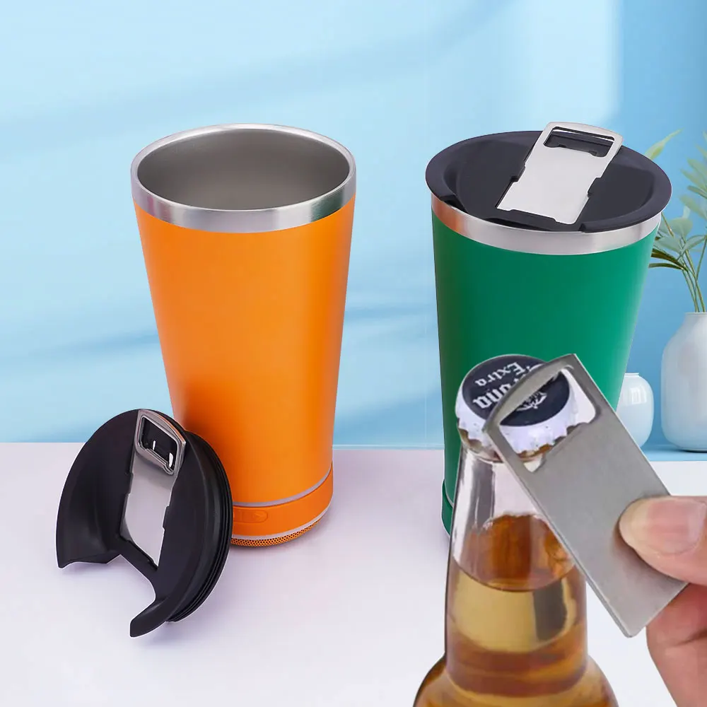 RTS Hot Selling Travel Portable Stainless Steel Water Bottle With Wireless Bluetooth Speakers With Opener