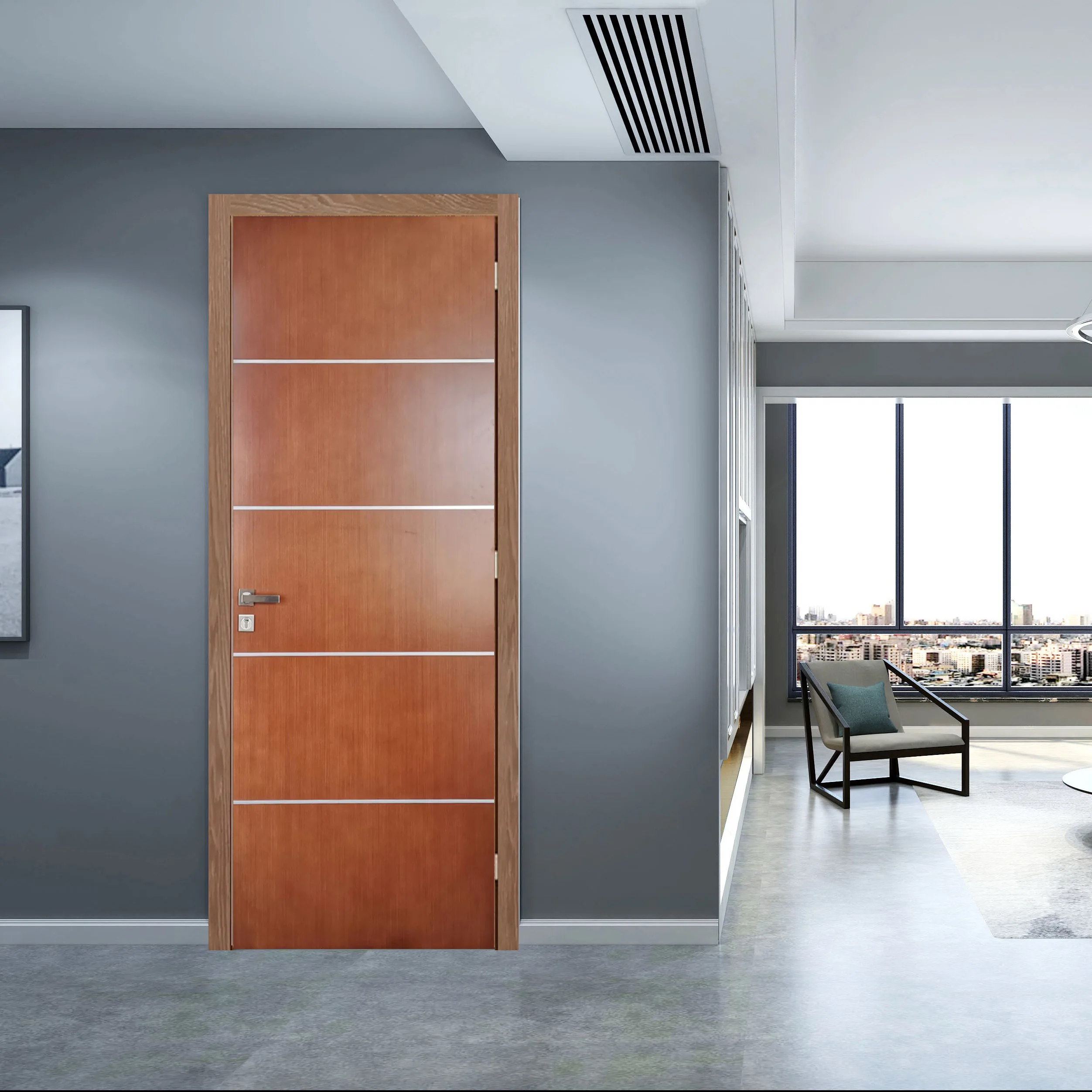 Interior Solid Wood Panel Door Apartment Hotel Room Red Teak Exterior HDF MDF Timber Wooden Veneer Doors