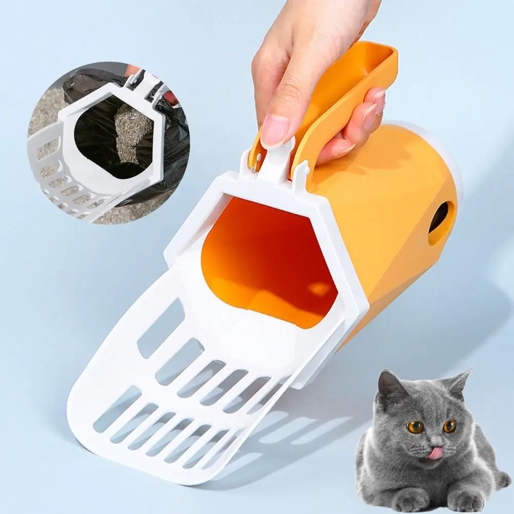 Cat Litter Scoop Integrated Detachable Deep Cat Litter Shovel with Built in Bag Holder Cat Toilet Clean Tool