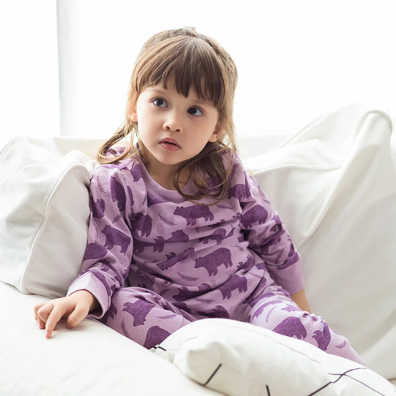 Высококачественная детская одежда для сна хлопковая мальчиков пижамы с 4 узорами девочек детский пижамный комплект 9U303