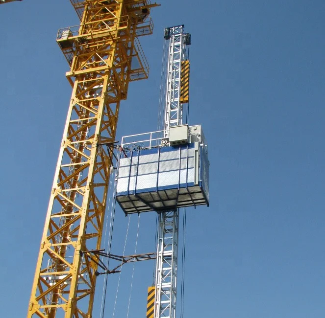 Rack and pinion construction hoisting elevator