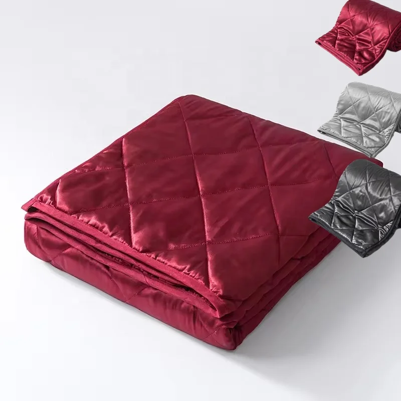 FREE SAMPLE custom cooling summer Wholesale imitated silk satin anxiety relief customized weighted blanket duvet supplier