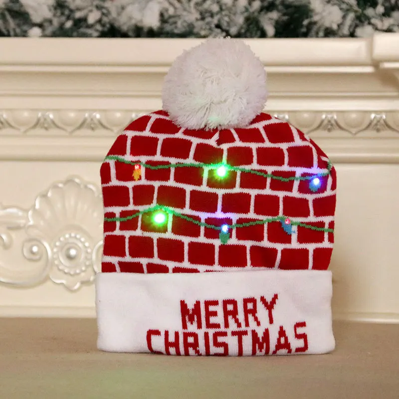 MB1 2024 Design LED Christmas Sweater Hat Light up Xmas Beanie Knitted Cap Unisex Winter Hat Christmas Hats