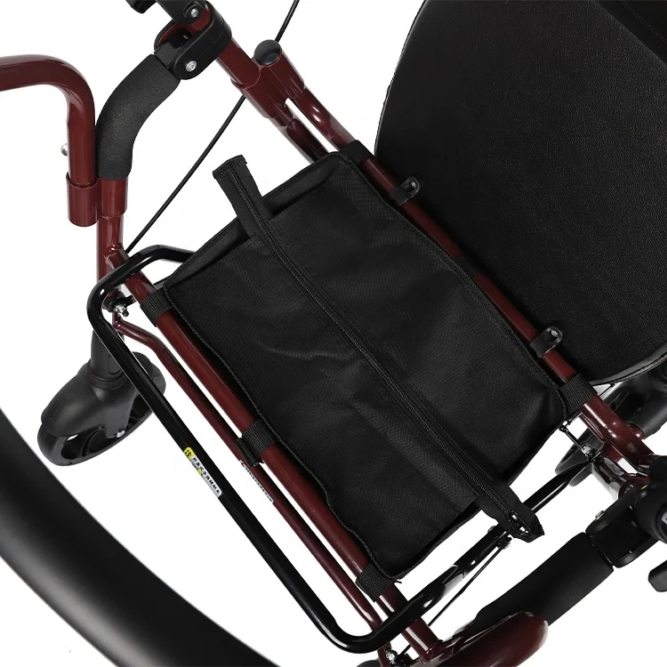 Manufacturer elderly people steel aluminum metal folding seats rollator walkers with four wheels