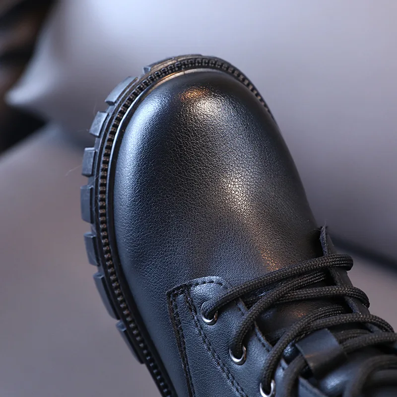 Детские Модные осенне-зимние мартинсы унисекс, ботильоны для малышей маленьких и больших детей с боковой молнией, боевые ботинки, теплая обувь для мальчиков и девочек