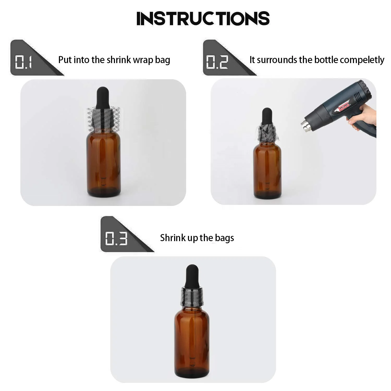 Custom Size Clear PVC Heat Shrink Sleeve Bands/ Perforated Shrink Bands for Cosmetic Jars Bottles Caps