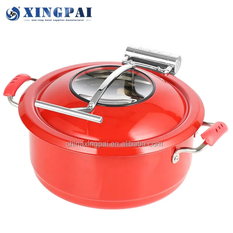 XINGPAI hotel & restaurant supplies colorful chafing dish round stainless steel soup chafing dish for sale