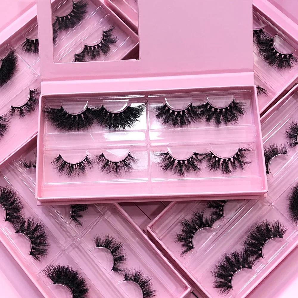 Wholesale vendor 25mm fluffy full strip Eyelashes Stainless Steel Tweezers Volume Lash Trays eyelash vendor customized boxes