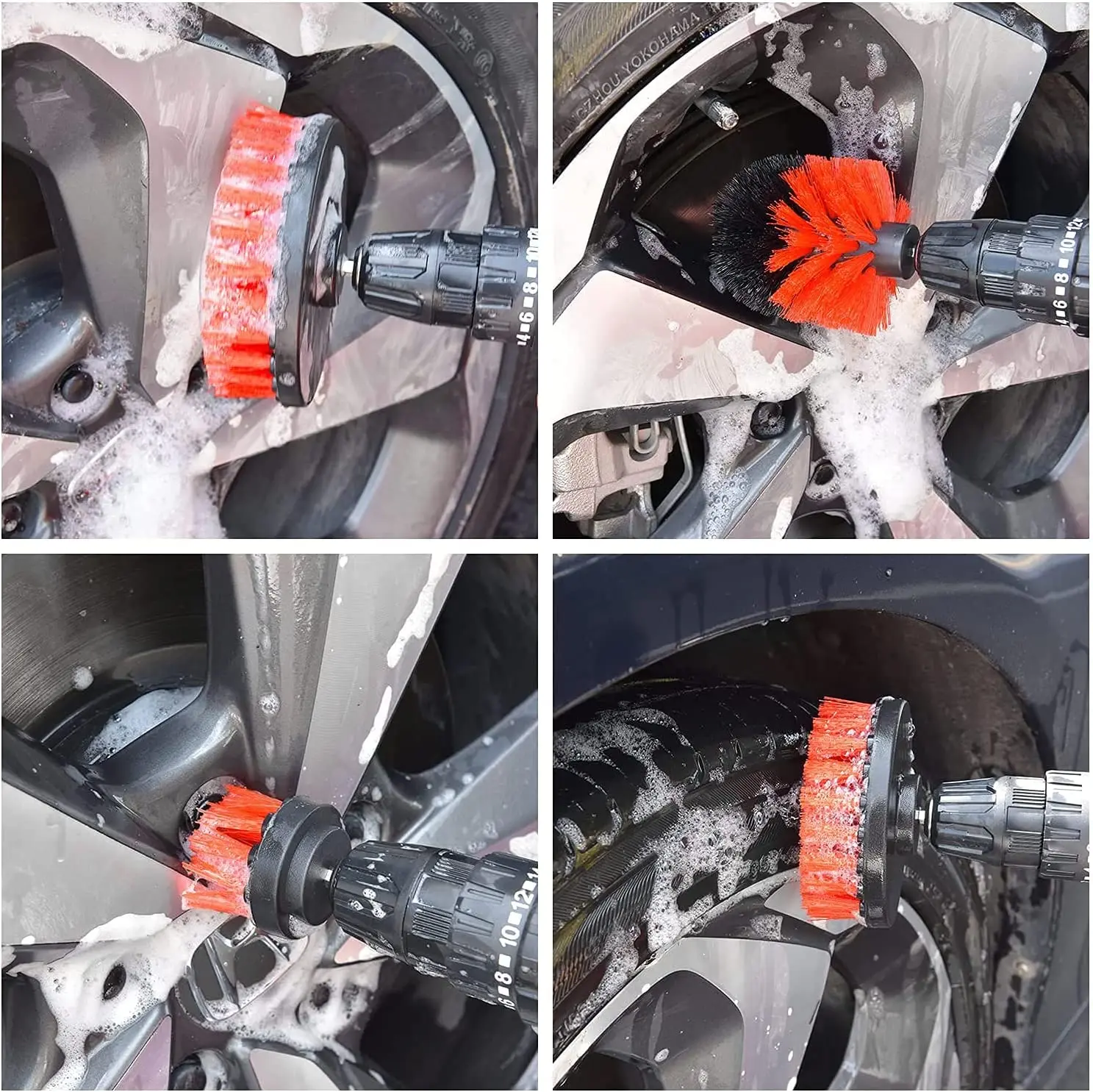 18 Pcs Professional and customized red car Washing kits car detailing brushes set Car cleaning kit