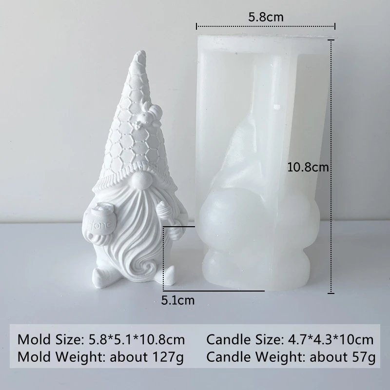 New Design Silicone 3d Dwarf Doll Molds Bearded Gnomes Candle Mould Christmas Santa Gnome Ornament Resin Mold