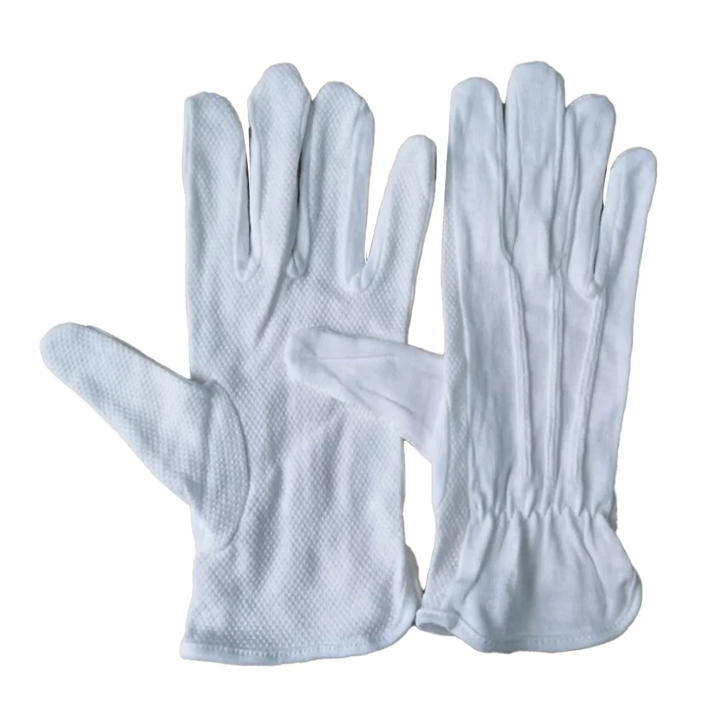 Garden Household Universal Safety White Interlock Fingers Industrial Work Beauty PVC Dotted Cotton Gloves