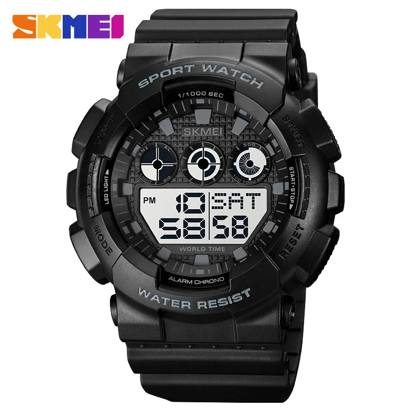 New Arrival Skmei 1857 Black Sport Digital Watch Men Water Resistant 50 Meters Wholesale Price