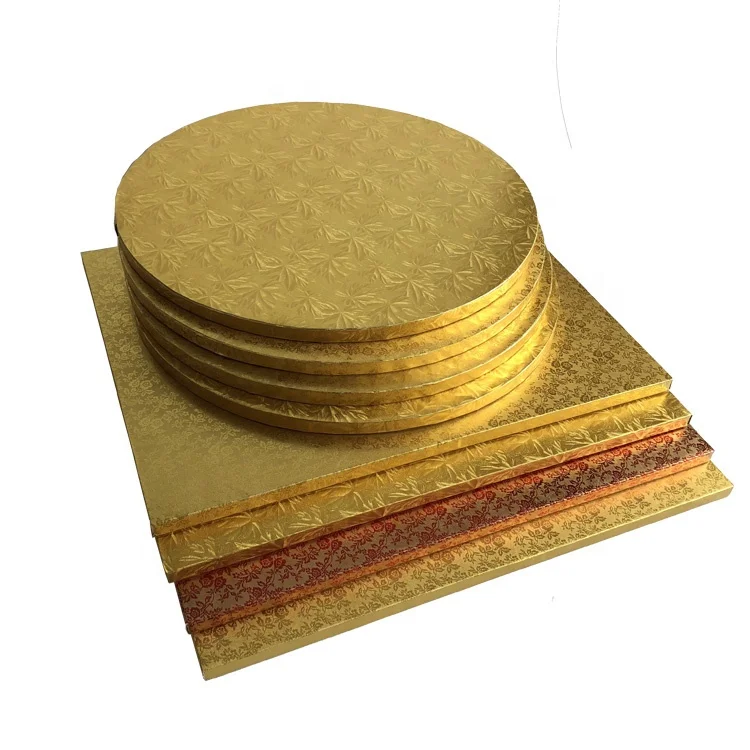 gold/silver yiwu foil corrugated 1/2inch thick cake drum for cake board