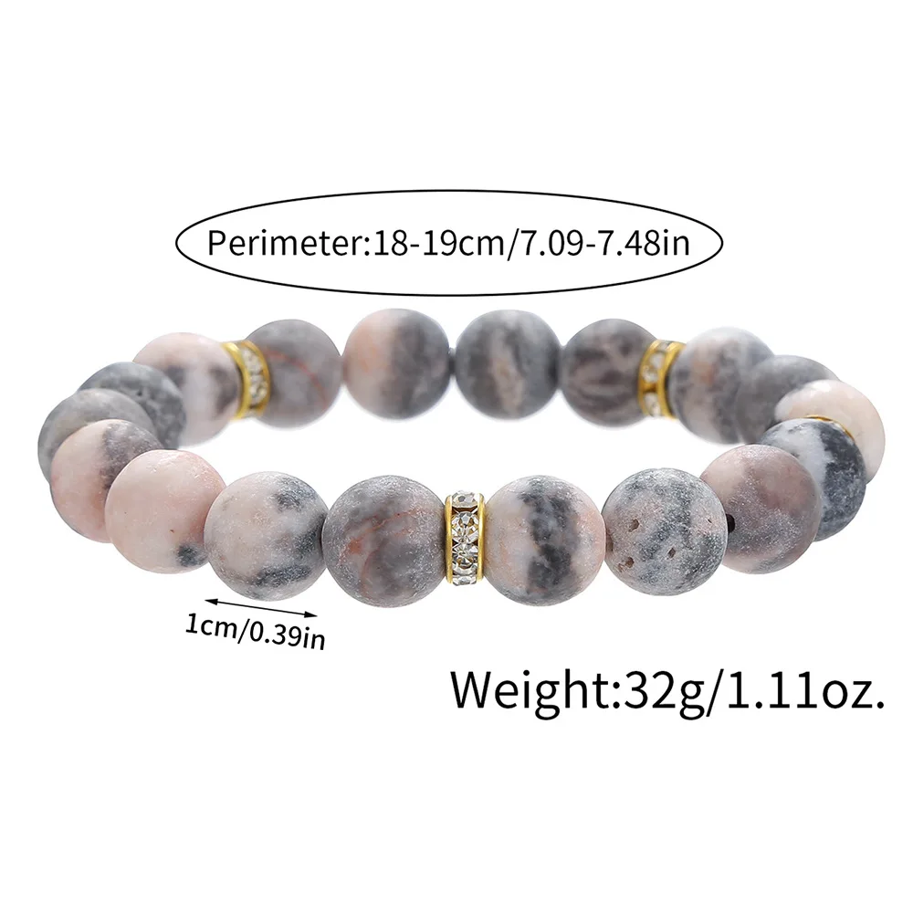 Anxiety Jewelry Pink Frosted Landscape Jasper Round Loose Beads Spacers Charm Healing Natural Stone Bead Bracelets for Women Men