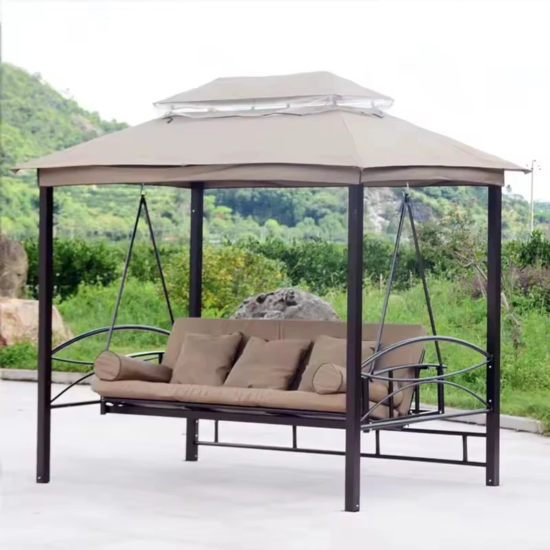 Outdoor Leisure Patio Garden High Quality Polyester Fabric Hanging Swing Chair With Gazebo And Bed Net