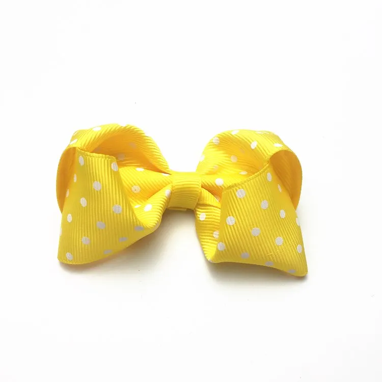 Pretty Classic Dot printed Kids Hair Clip knotted Bow Ribbon